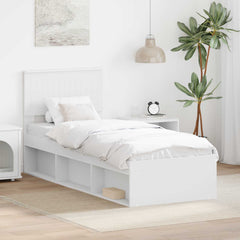 Bed Frame with Headboard 75 x 190 cm Solid Pine Wood White