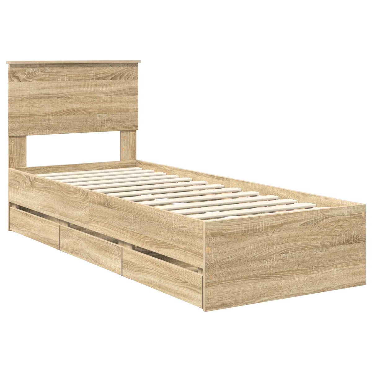 Bed Frame with Drawer 75 x 190 cm Engineer Wood Sonoma oak