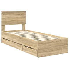 Bed Frame with Drawer 75 x 190 cm Engineer Wood Sonoma oak