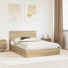 Storage Bed with Drawer Engineered Wood Length 190 cm Sonoma oak 140 cm