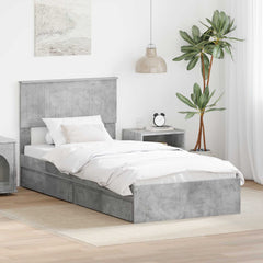 Storage Bed with Drawer Engineered Wood Length 190 cm Concrete grey 90 cm