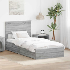 Storage Bed with Drawer Engineered Wood Length 190 cm Grey sonoma 90 cm