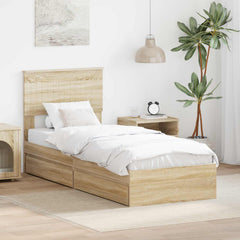Storage Bed with Drawer Engineered Wood Length 190 cm Sonoma oak 75 cm