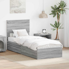 Storage Bed with Drawer Engineered Wood Length 190 cm Grey sonoma 75 cm