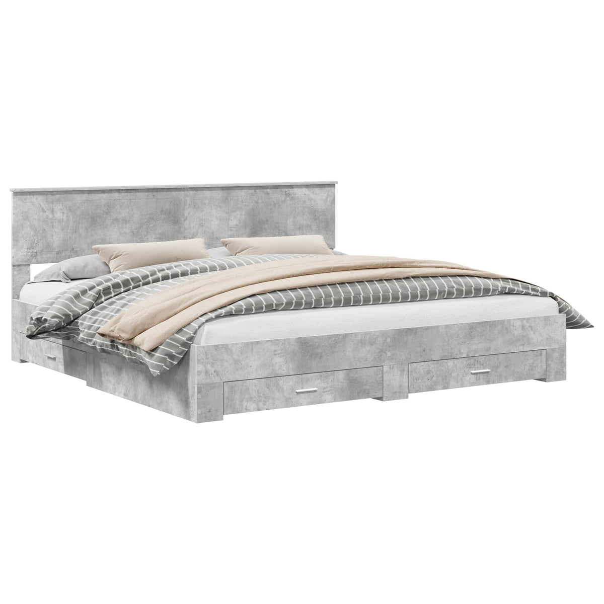 Bed Frame Engineered Wood Length 200 cm Concrete Grey 200 cm