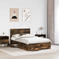 Bed Frame 120 x 190 cm Engineered Wood Smoked oak