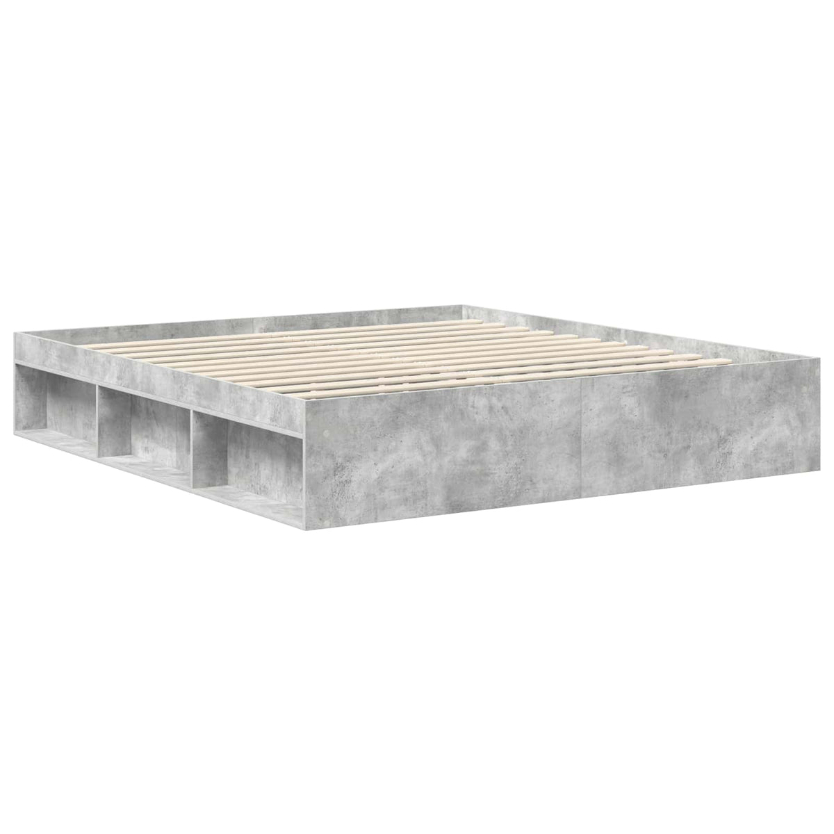 Bed Frame Solid Pine Wood Concrete grey