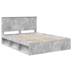 Bed Frame 150 x 200 cm Solid Pine Wood Concrete grey