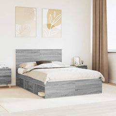 Bed Frame Solid Pine Wood Grey sonoma