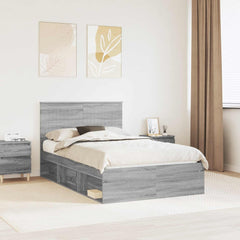 Bed Frame Solid Pine Wood Grey sonoma