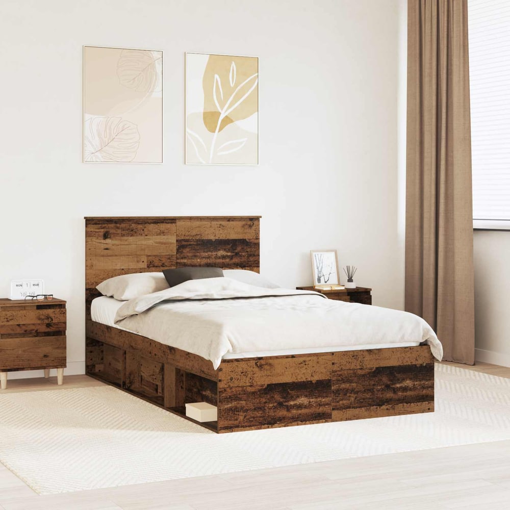 Bed Frame Solid Pine Wood Old
