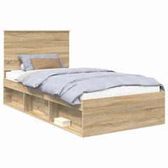 Bed Frame 100 x 200 cm Solid Pine Wood Sonoma oak