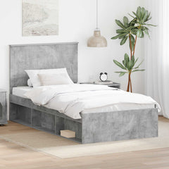 Bed Frame 100 x 200 cm Solid Pine Wood Concrete grey