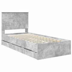 Bed Frame Drawer Engineer Wood Concrete Grey