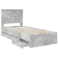 Bed Frame Drawer Engineer Wood Concrete Grey