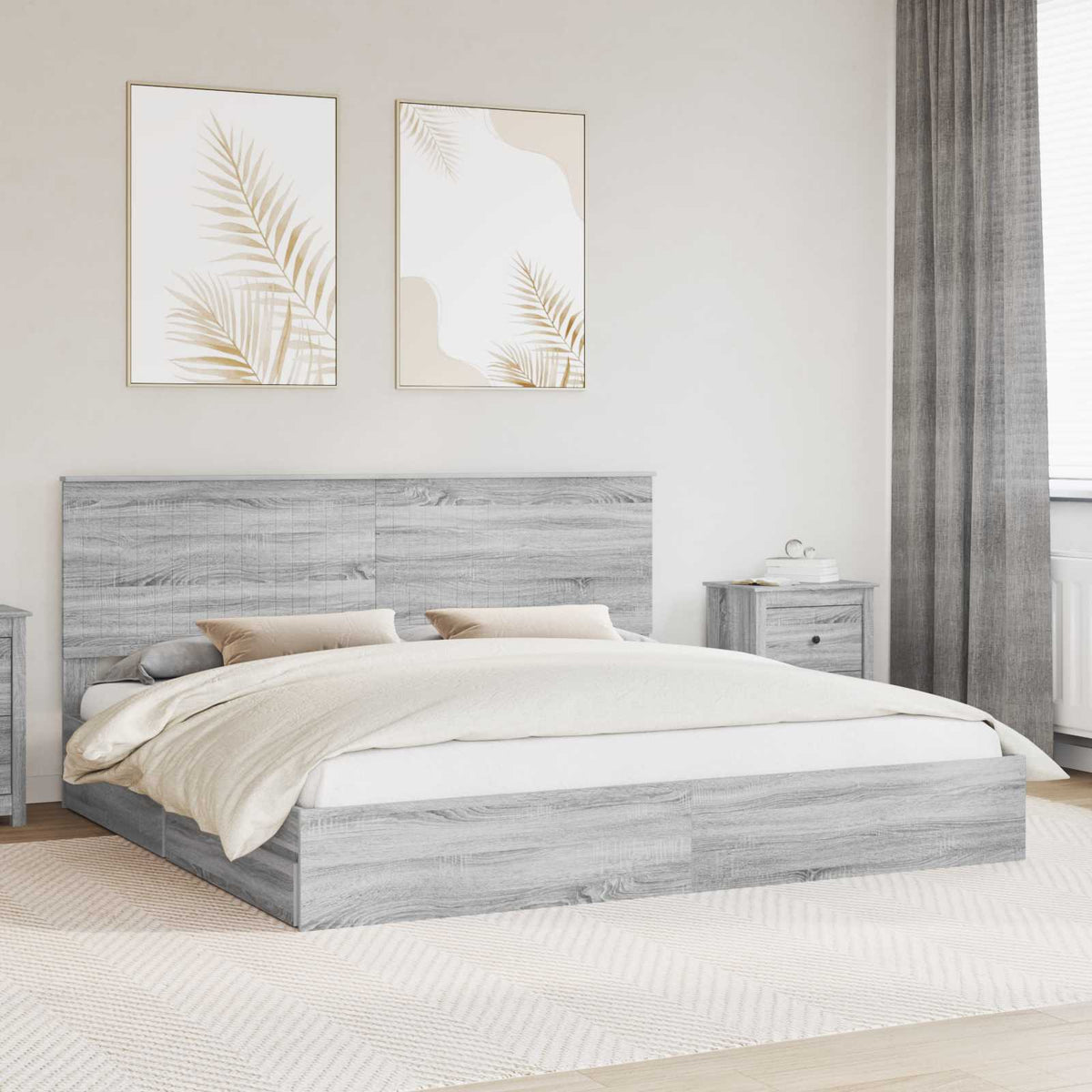 Storage Bed Engineered Wood Length 200 cm Grey Sonoma 200 cm