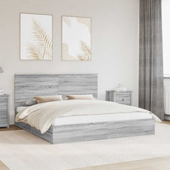Storage Bed Engineered Wood Length 200 cm Grey Sonoma 180 cm