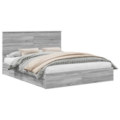 Storage Bed Engineered Wood Length 200 cm Grey Sonoma 160 cm