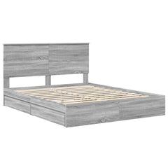 Storage Bed Engineered Wood Length 200 cm Grey Sonoma 160 cm
