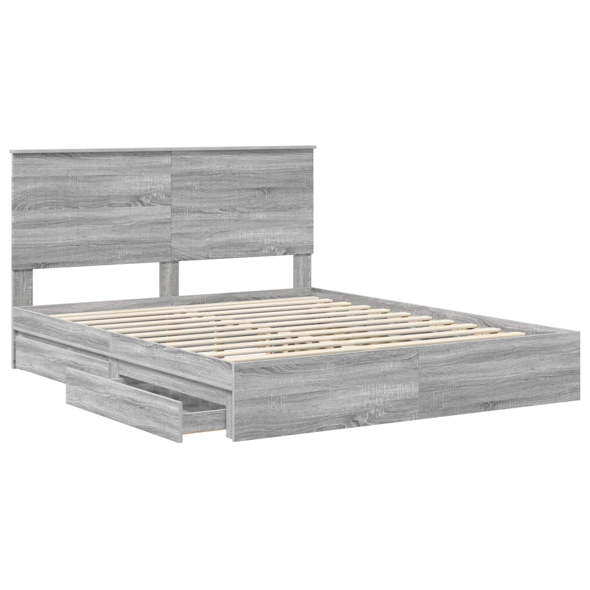 Storage Bed Engineered Wood Length 200 cm Grey Sonoma 160 cm