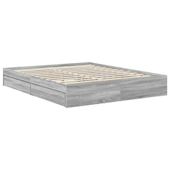 Storage Bed Engineered Wood Length 200 cm Grey Sonoma 160 cm