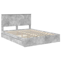 Storage Bed Engineered Wood Length 200 cm Concrete Grey 150 cm