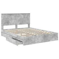 Storage Bed Engineered Wood Length 200 cm Concrete Grey 150 cm