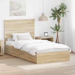 Storage Bed with Drawer Engineered Wood Length 200 cm Sonoma Oak 100 cm