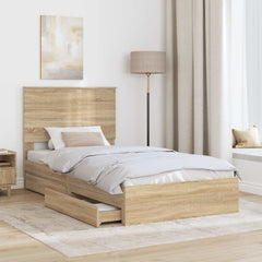 Storage Bed with Drawer Engineered Wood Length 200 cm Sonoma Oak 100 cm