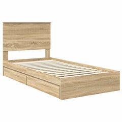 Storage Bed with Drawer Engineered Wood Length 200 cm Sonoma Oak 100 cm