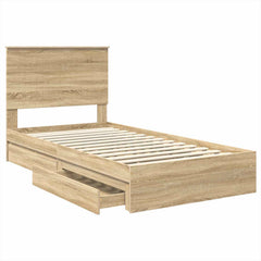 Storage Bed with Drawer Engineered Wood Length 200 cm Sonoma Oak 100 cm
