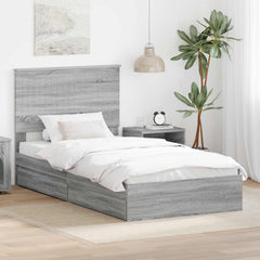 Storage Bed Engineered Wood Length 200 cm Grey Sonoma 100 cm