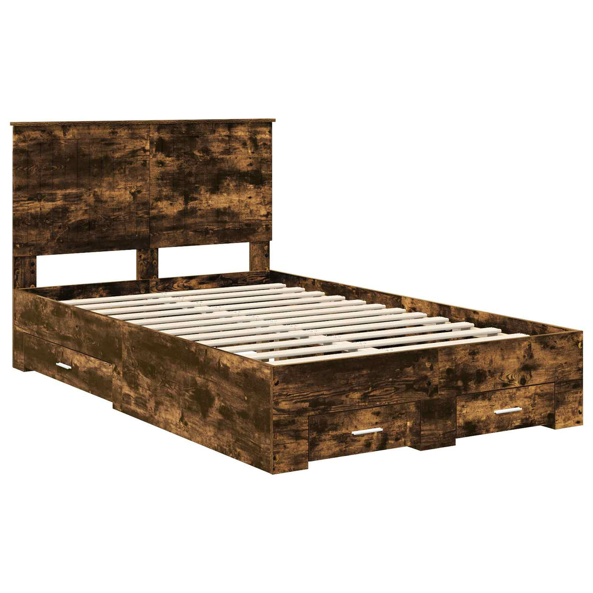 Bed Frame Drawer Engineered Wood Smoked Oak