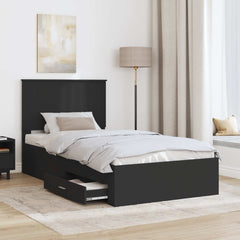 vidaXL Bed Frame Black and Silver 90 x 200 cm Engineered Wood 3