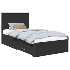 vidaXL Bed Frame Black and Silver 90 x 200 cm Engineered Wood 2