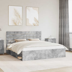 Bed Frame Solid Pine Wood Length 200 cm Concrete Grey 180 cm