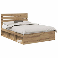 Bed Frame 140 x 190 cm Solid Pine Wood Artisan oak