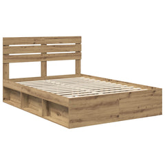 Bed Frame 140 x 190 cm Solid Pine Wood Artisan oak