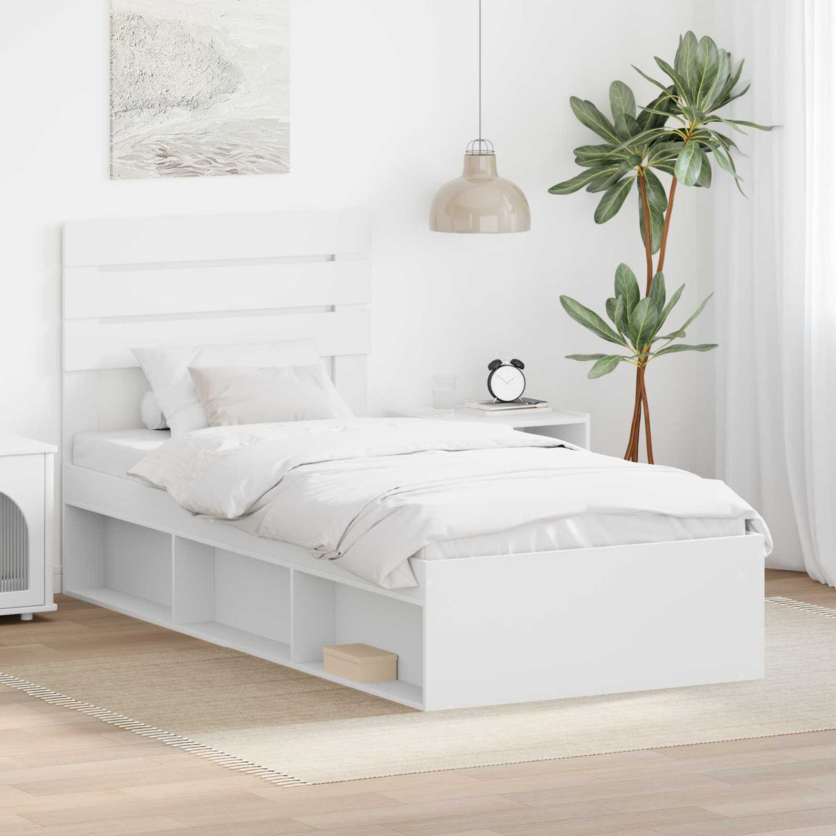 Bed Frame 75 x 190 cm Solid Pine Wood White