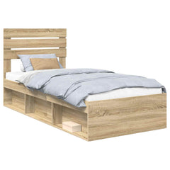 Bed Frame 75 x 190 cm Solid Pine Wood Sonoma oak