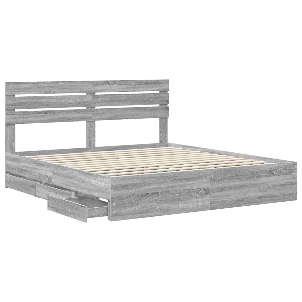Bed Frame with Drawer Engineer Wood Length 200 cm Grey Sonoma 180 cm