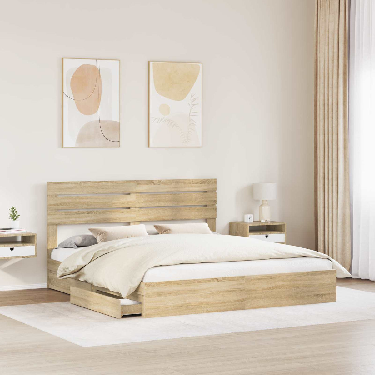 Storage Bed with Drawer Engineered Wood Length 200 cm Sonoma Oak 180 cm