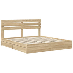 Storage Bed with Drawer Engineered Wood Length 200 cm Sonoma Oak 180 cm