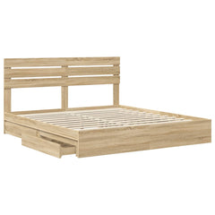 Storage Bed with Drawer Engineered Wood Length 200 cm Sonoma Oak 180 cm