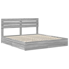 Storage Bed Engineered Wood Length 200 cm Grey Sonoma 180 cm