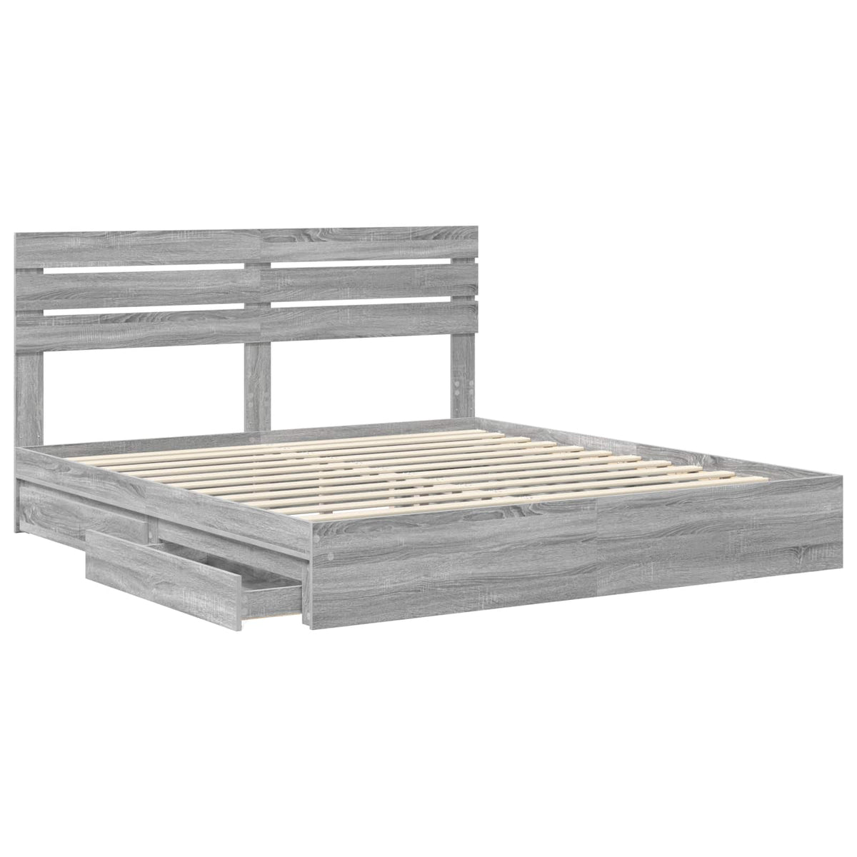 Storage Bed Engineered Wood Length 200 cm Grey Sonoma 180 cm