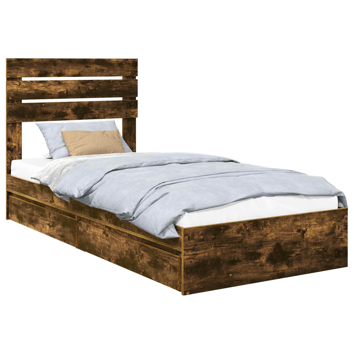 Storage Bed Engineered Wood Length 200 cm Smoked Oak 100 cm
