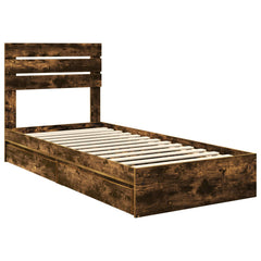Storage Bed Engineered Wood Length 200 cm Smoked Oak 100 cm