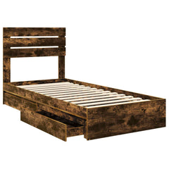 Storage Bed Engineered Wood Length 200 cm Smoked Oak 100 cm
