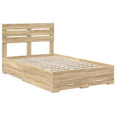 Bed Frame with Drawer 135 x 190 cm Engineered Wood Sonoma oak